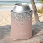 Rose Gold Blush Pink Silver Glitter Monogram Girly Can Cooler<br><div class="desc">Rose Gold - Blush Pink and Silver Glitter and Sparkle Elegant Birthday or Bachelorette Party Can Coolers. These Wedding,  Bridal Shower or Birthday Party Can Coolers can be customized to include your first name. Please contact the designer for customized matching items.</div>