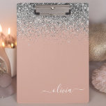 Rose Gold Blush Pink Silver Glitter Monogram Girly Clipboard<br><div class="desc">Black and Rose Gold - Blush Pink and Silver Sparkle Glitter Monogram Name Planning Clipboard. This makes the perfect sweet 16 birthday,  wedding,  bridal shower,  anniversary,  baby shower or bachelorette party gift for someone that loves glam luxury and chic styles.</div>