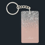 Rose Gold Blush Pink Silver Glitter Monogram Girly Keychain<br><div class="desc">Rose Gold - Blush Pink and Silver Sparkle Glitter Script Monogram Name Keychain. This makes the perfect sweet 16 birthday,  wedding,  bridal shower,  anniversary,  baby shower or bachelorette party gift for someone that loves glam luxury and chic styles.</div>