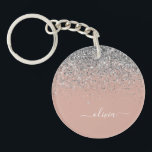 Rose Gold Blush Pink Silver Glitter Monogram Girly Keychain<br><div class="desc">Rose Gold - Blush Pink and Silver Sparkle Glitter Script Monogram Name Keychain. This makes the perfect sweet 16 birthday,  wedding,  bridal shower,  anniversary,  baby shower or bachelorette party gift for someone that loves glam luxury and chic styles.</div>