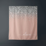 Rose Gold Blush Pink Silver Glitter Monogram Girly Tapestry<br><div class="desc">Rose Gold - Blush Pink and Silver Sparkle Glitter Script Monogram Name and Initial Tapestry. This makes the perfect sweet 16 birthday,  wedding,  bridal shower,  anniversary,  baby shower or bachelorette party gift for someone that loves glam luxury and chic styles.</div>