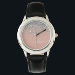 Rose Gold Blush Pink Silver Glitter Monogram Girly Watch<br><div class="desc">Rose Gold - Blush Pink and Silver Sparkle Glitter Script Monogram Name Watch. This makes the perfect sweet 16 birthday,  wedding,  bridal shower,  anniversary,  baby shower or bachelorette party gift for someone that loves glam luxury and chic styles.</div>