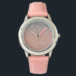 Rose Gold Blush Pink Silver Glitter Monogram Girly Watch<br><div class="desc">Rose Gold - Blush Pink and Silver Sparkle Glitter Script Monogram Name Watch. This makes the perfect sweet 16 birthday,  wedding,  bridal shower,  anniversary,  baby shower or bachelorette party gift for someone that loves glam luxury and chic styles.</div>