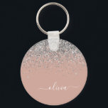 Rose Gold Blush Pink Silver Glitter Monogram Keychain<br><div class="desc">Rose Gold - Blush Pink and Silver Sparkle Glitter Script Monogram Name Keychains (Key Chain). This makes the perfect sweet 16 birthday,  wedding,  bridal shower,  anniversary,  baby shower or bachelorette party gift for someone that loves glam luxury and chic styles.</div>