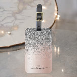 Rose Gold - Blush Pink Silver Glitter Monogram Luggage Tag<br><div class="desc">Rose Gold - Blush Pink and Silver Faux Foil Metallic Sparkle Glitter Brushed Metal Monogram Name and Initial Bag or Luggage Tag. This makes the perfect sweet 16 birthday,  wedding,  bridal shower,  anniversary,  baby shower or bachelorette party gift for someone that loves glam luxury and chic styles.</div>