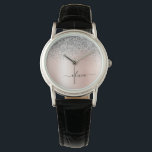 Rose Gold - Blush Pink Silver Glitter Monogram Watch<br><div class="desc">Rose Gold - Blush Pink and Silver Faux Foil Metallic Sparkle Glitter Brushed Metal Monogram Name Watch. This makes the perfect graduation,  birthday,  wedding,  bridal shower,  anniversary,  baby shower or bachelorette party gift for someone that loves glam luxury and chic styles.</div>