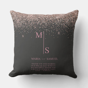 Rose Gold Blush Pink Silver Glitter Script Persona Throw Pillow