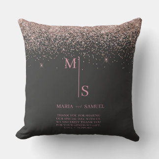 Rose Gold Blush Pink Silver Glitter Script Persona Throw Pillow