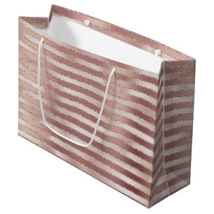 Rose Gold Blush Pink Stripes Glitz Bridal Shower Large Gift Bag