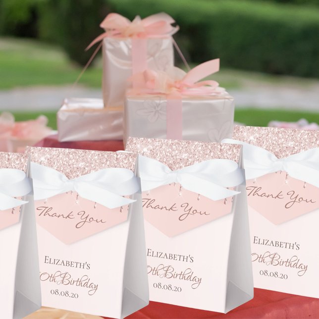 Rose gold blush pink thank you 50th birthday favor box (Creator Uploaded)