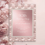 Rose Gold Blush Pink White 90th Birthday Party Invitation<br><div class="desc">Elegant and chic,  decorative metallic rose gold/blush pink and white 90th birthday party invitation for women.</div>