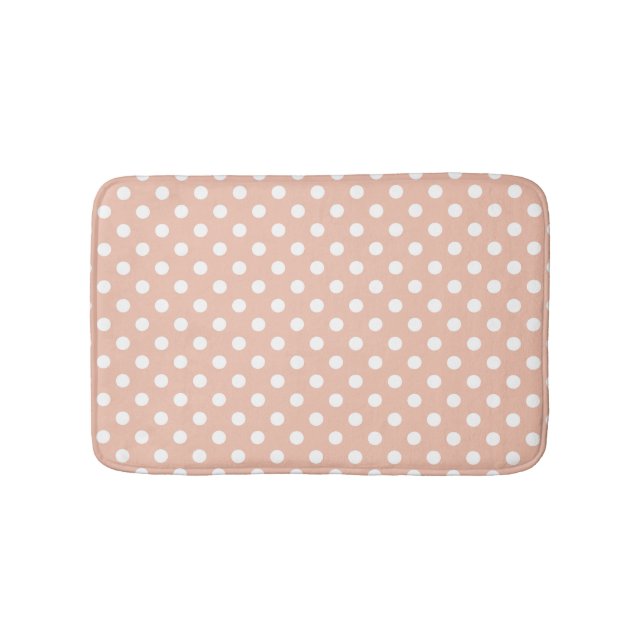 Rose gold/blush pink white polka dots bathroom rug (Front)