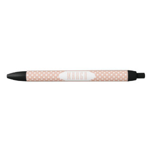 Rose gold/blush pink & white polka dots custom pen