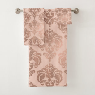 Rose Gold Blush Rose Moderne Glam Damask