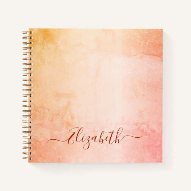 Rose gold blush rustic marble name notebook (Front)