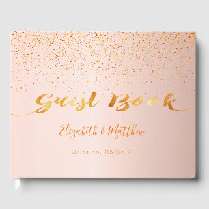Rose gold blush script wedding guest book