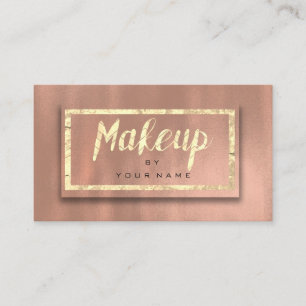 Rose Gold Blush Typography Makeup Artist 3D Business Card