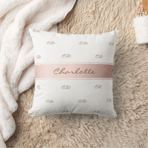 Rose gold blush white monogram name initials throw pillow