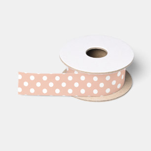 Rose gold/blush & white polka dot ribbon satin ribbon