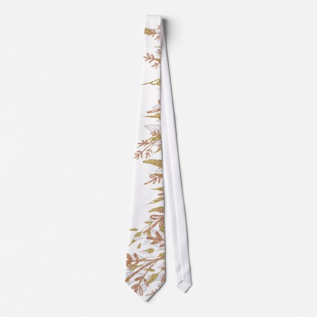 Rose Gold Blush White Watercolor Neck tie (Front)