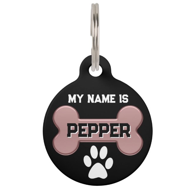 Rose Gold Bone | Personalize  Pet Tag (Front)