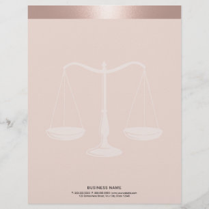 Rose Gold Border Lawyer Scale Attorney at Law Letterhead