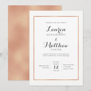 Rose Gold Border Modern Wedding Invitation