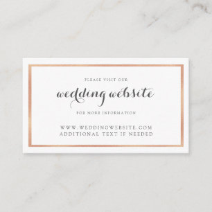 Rose Gold Border Modern Wedding Website Card