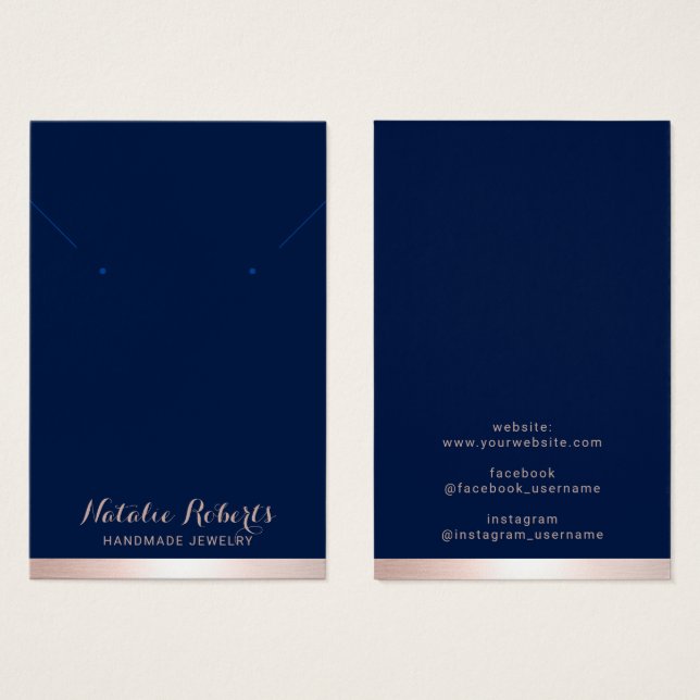 Rose Gold Border Navy Bijoux bleus (Devant & derrière)