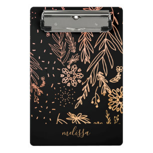 Rose Gold Botanical Doodle Pattern Signature Mini Clipboard