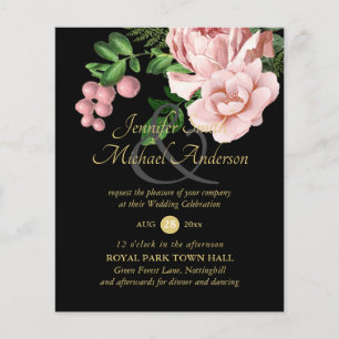 Rose Gold Botanical Floral Budget Wedding Invites