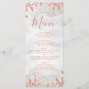 Rose Gold Botanical Floral Grey Wedding Menu