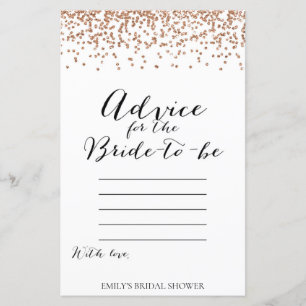 Rose Gold Brida Shower Game - Advice Card