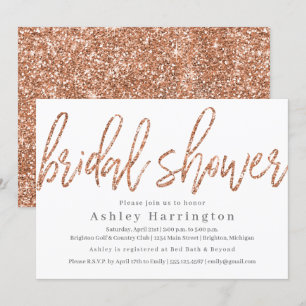 Rose Gold Bridal Shower Invitation with Glitter