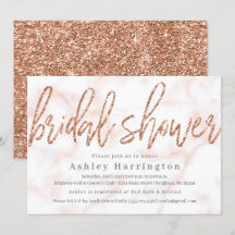 Rose Gold Bridal Shower Invitation with Glitter
