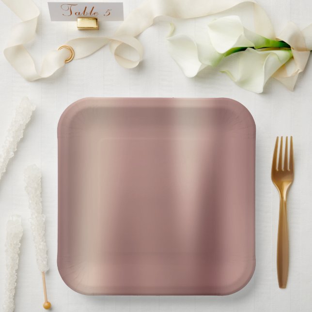 Rose Gold Bridal Shower Paper Plate (Wedding)