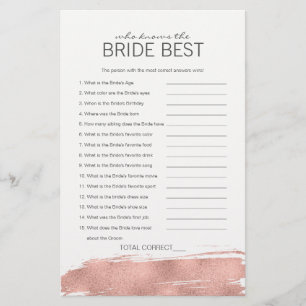 Rose Gold Bridal Who Knows The Bride Best Game