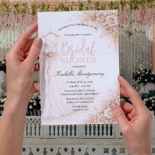 Rose Gold Bridesmaid Dress Bridal Shower Invitation