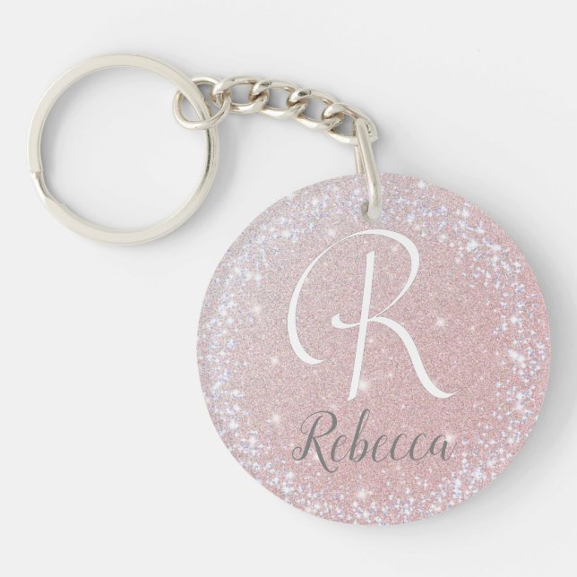 Rose Gold brossé Parties scintillant Nom du monogr (Devant)