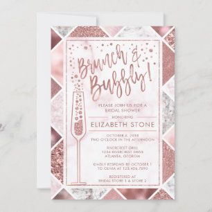 Rose Gold Brunch and Bubbly Invitation, Marble Invitation