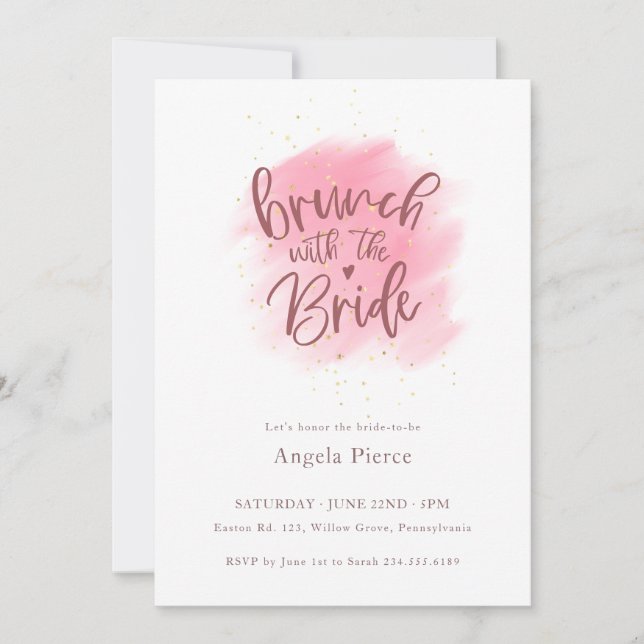 Rose Gold Brunch with the Bride Bridal Shower Invitation (Front)