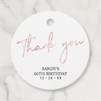 Rose Gold Brush Script Birthday Party Thank you