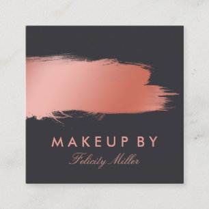 Rose Gold Brush Stroke Makeup Square Business Card
