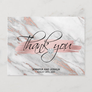 Rose Gold Brush Stroke Wedding Thank You PHOTO Postcard