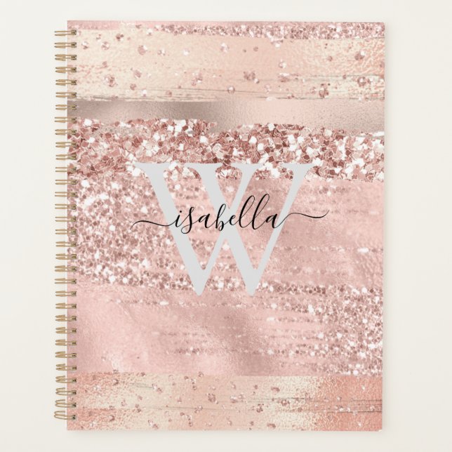 Rose Gold Brush Strots Parties scintillant Script  (Devant)