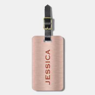 Rose-gold brushed aluminum texture luggage tag