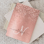 Rose Gold Brushed Metal Glitter Monogram Name iPad Pro Cover<br><div class="desc">Easily personalize this trendy chic ipad cover design featuring pretty rose gold sparkling glitter on a rose gold brushed metallic background.</div>