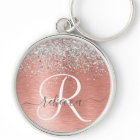 Rose Gold Brushed Metal Glitter Monogram Name