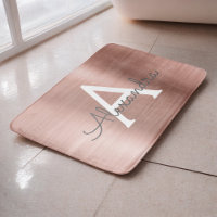 Rose Gold Brushed Metal Monogram Name and Initial