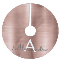 Rose Gold Brushed Metal Monogram Name and Initial